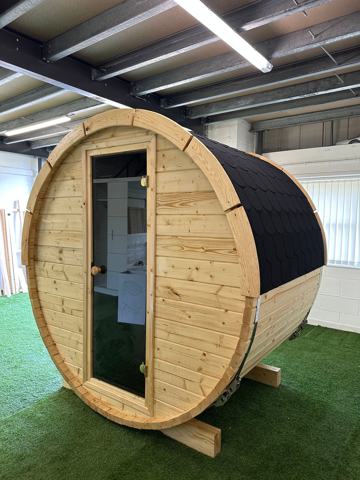 Outdoor Wood Barrel Sauna - 145cm Wide (Best For 2 - 3 People)