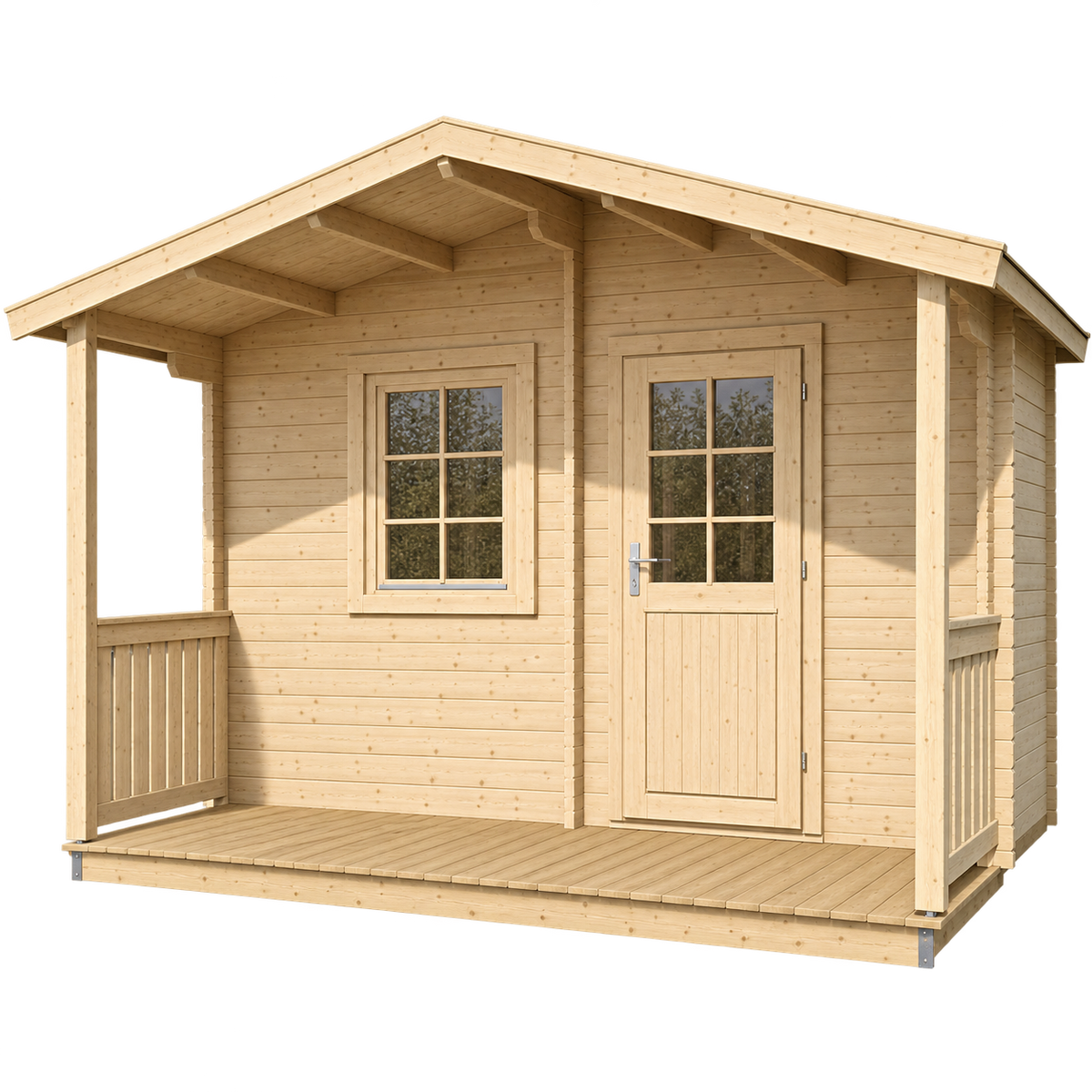 Glen Sauna Cabin with Porch – 380cm (Best For 4 - 6 People) – Wood-Burning Heater & Chimney Included