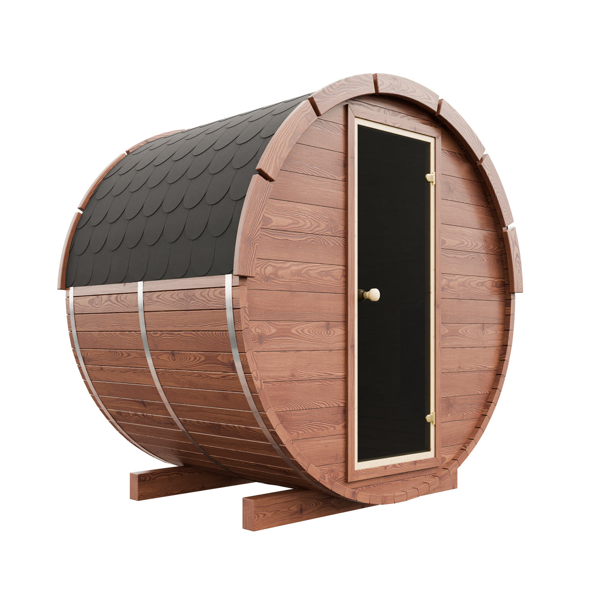 Complete 3 Person Barrel Sauna Bundle — 145cm Scandinavian Spruce Barrel Sauna, Harvia M60 6kW