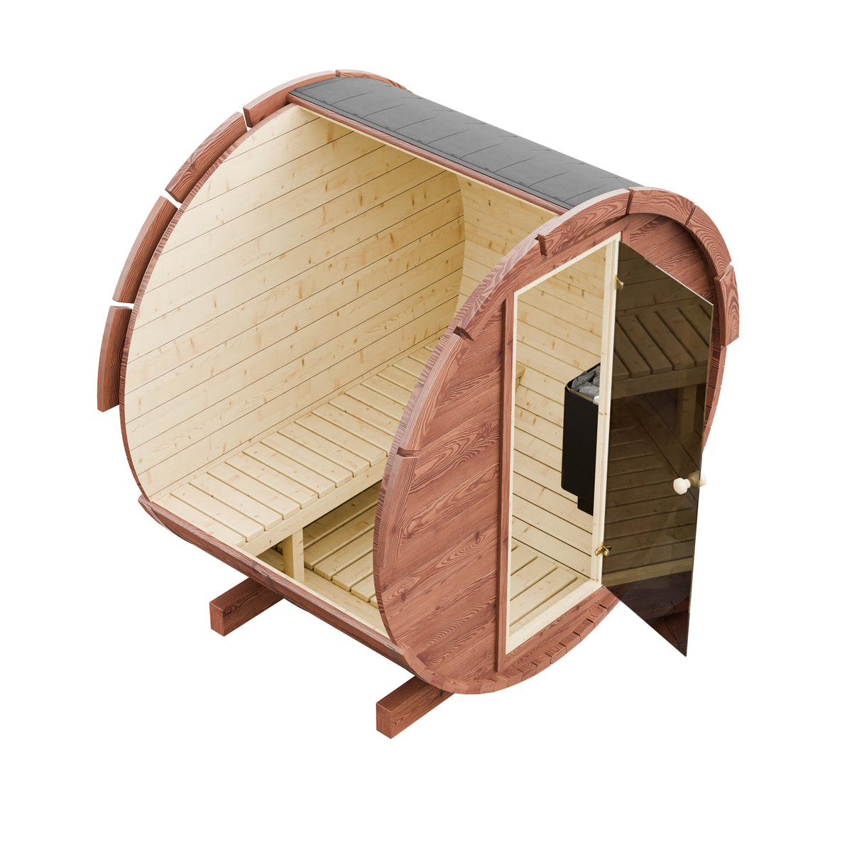 Outdoor Wood Barrel Sauna - 145cm Wide (Best For 2 - 3 People)