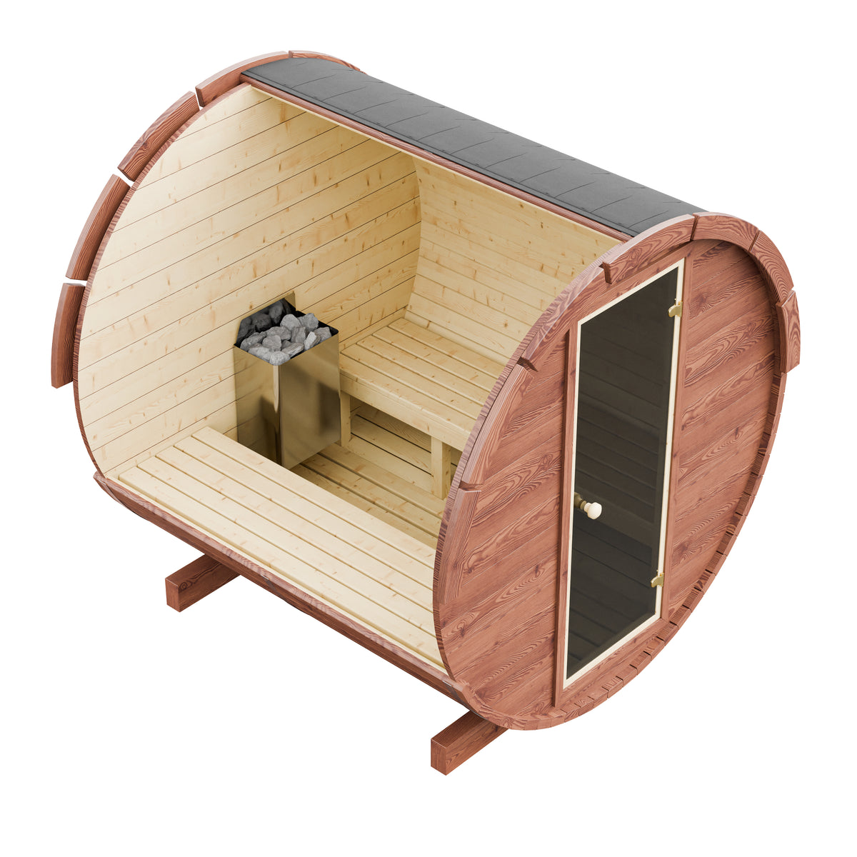 Outdoor Wood Barrel Sauna - 200cm Wide (Best For 4 - 6 People)