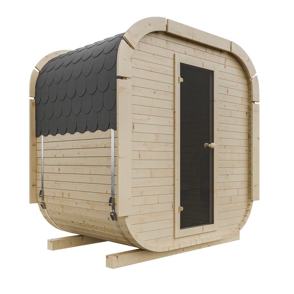 Outdoor Wood Quadro Sauna - 145cm Wide (Best For 2 - 3 People)