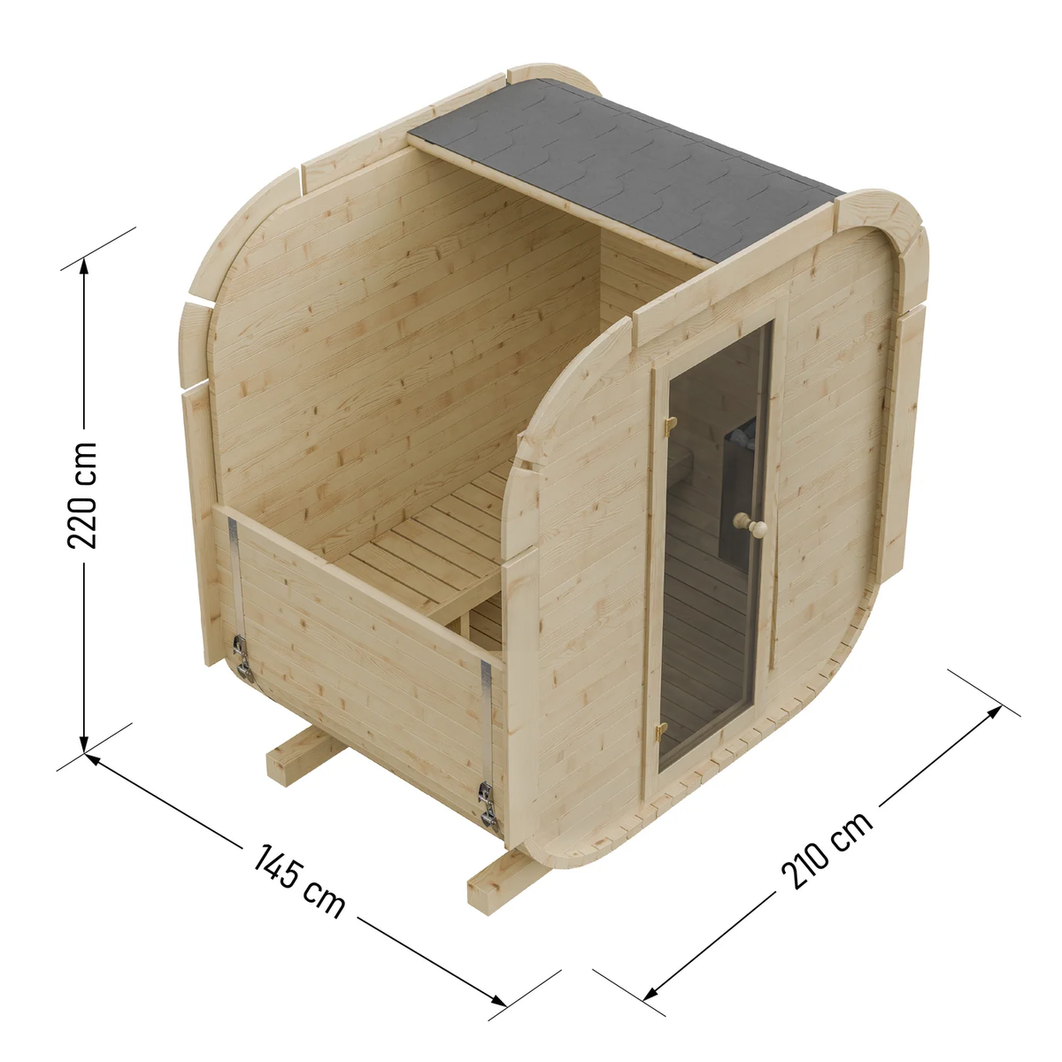 Outdoor Wood Quadro Sauna - 145cm Wide (Best For 2 - 3 People)