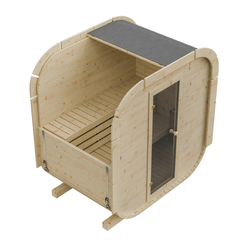 Outdoor Wood Quadro Sauna - 145cm Wide (Best For 2 - 3 People)