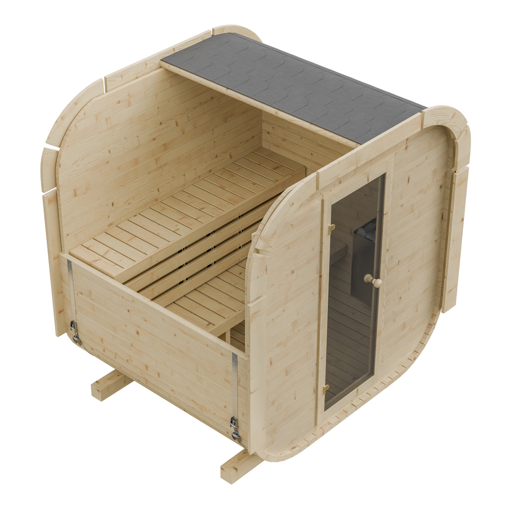 Outdoor Wood Quadro Sauna - 175cm Wide (Best For 2 - 4 People)