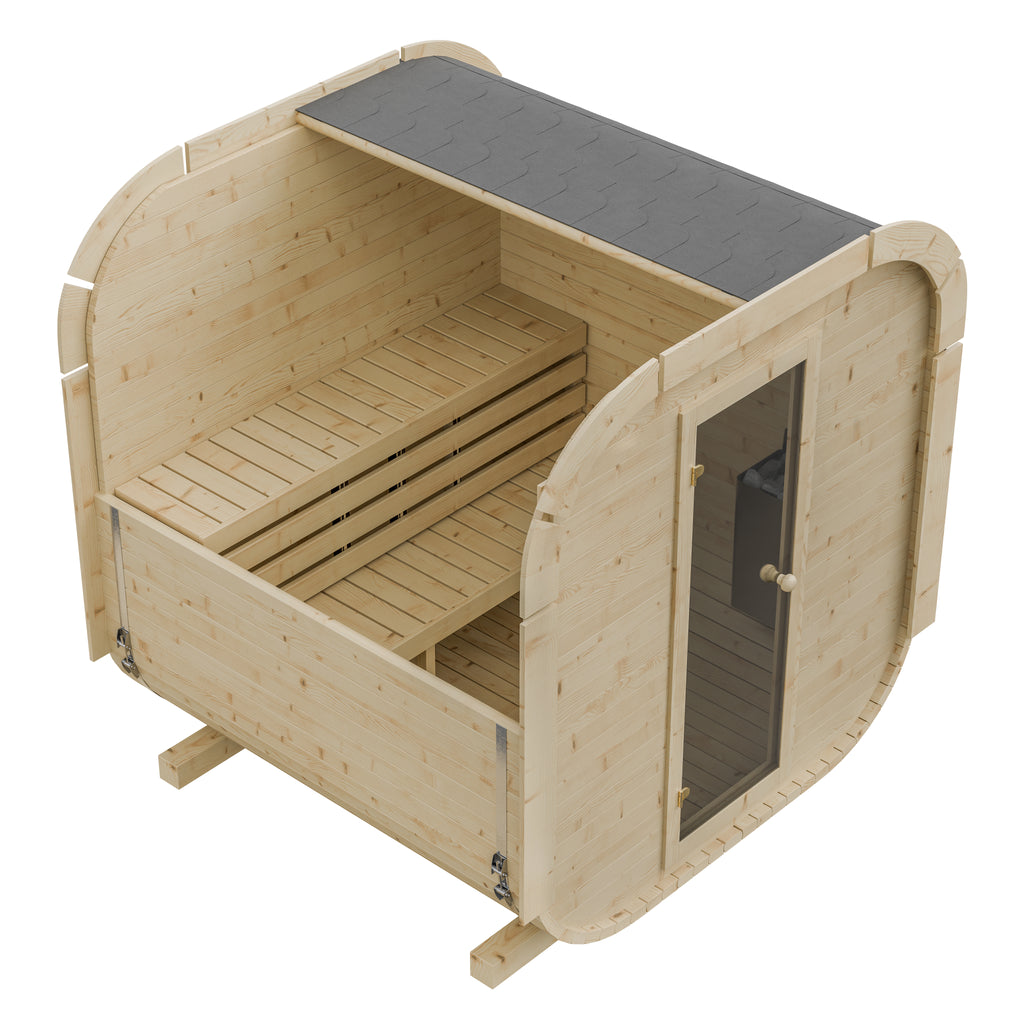 Outdoor Wood Quadro Sauna - 200cm Wide (Best For 4 - 6 People)