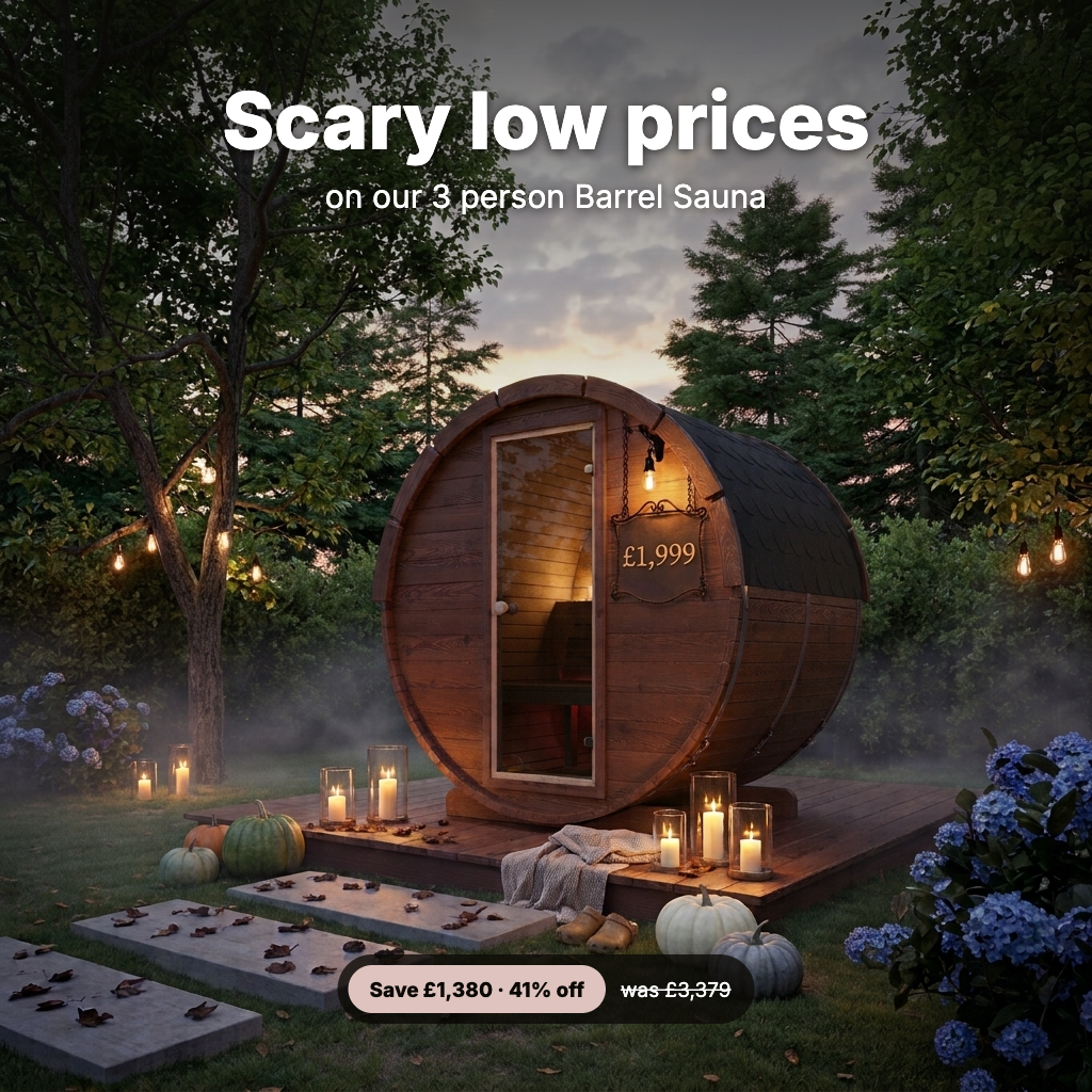 Outdoor Wood Barrel Sauna - 145cm Wide (Best For 2 - 3 People)
