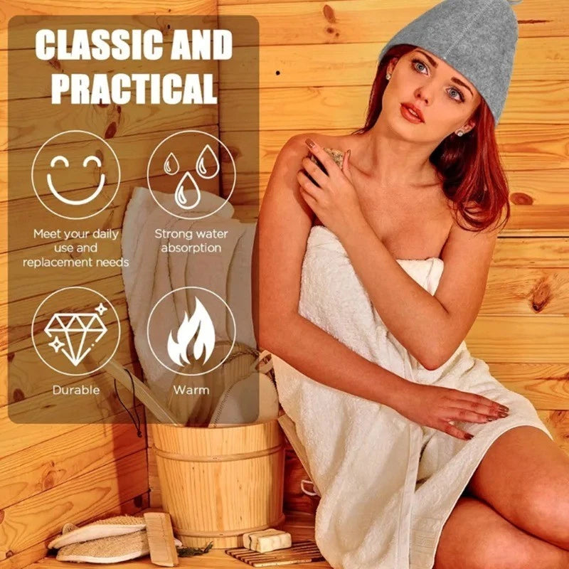 Felt Wool Sauna Hat – Grey