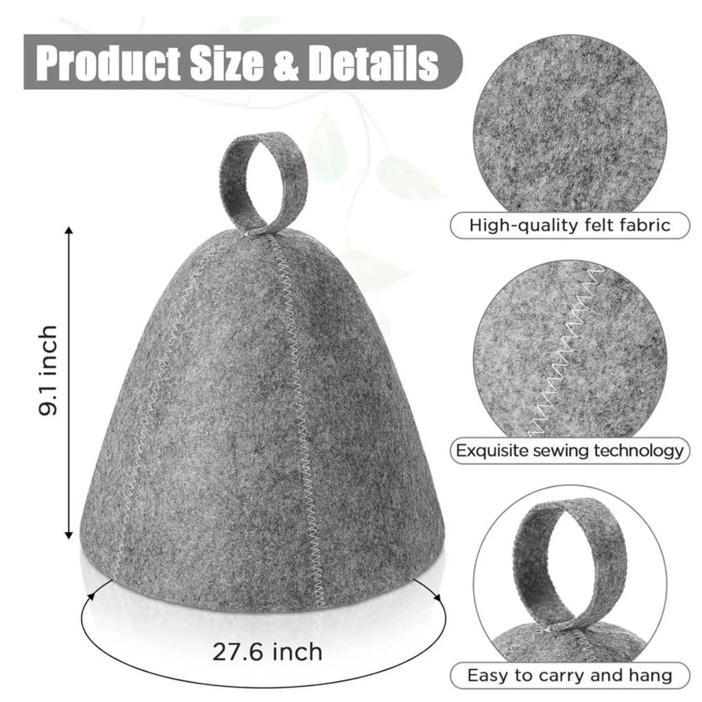 Felt Wool Sauna Hat – Grey