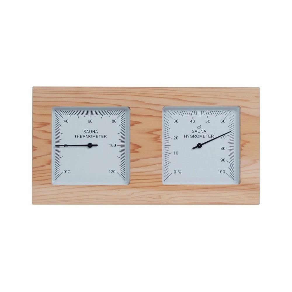 Wooden Bucket, Ladle & Thermometer/Hygrometer